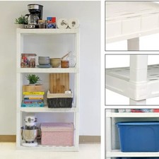 56"Hx14"Dx30"W 4-Shelf Plastic Garage Shelves Storage Shelving Unit White 400lbs