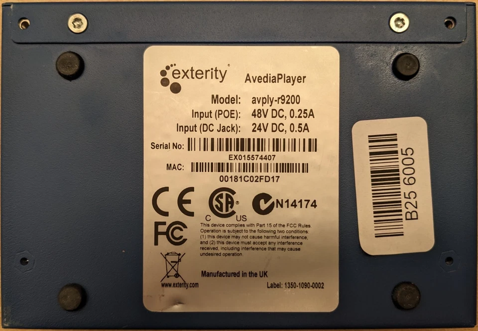 Exterity AvediaPlayer r9200 IPTV Receiver (avply-r9200) - Image 3 of 4