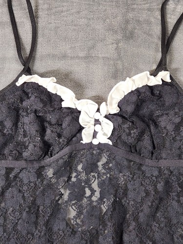 In Bloom Y2K Jonquil Womens Med Black Babydoll Lingerie Bow Spaghetti Strap - Picture 2 of 7