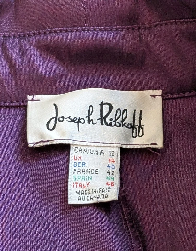 Joseph Ribkoff SZ 12 Women's Crisp Purple Satin Artsy Coat Moldable Ruffle Neck - Image 3 of 4