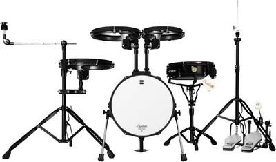 New Beatello 5pc Portable Drum Set Ultra Thin Acoustic Kit With Pedals Black