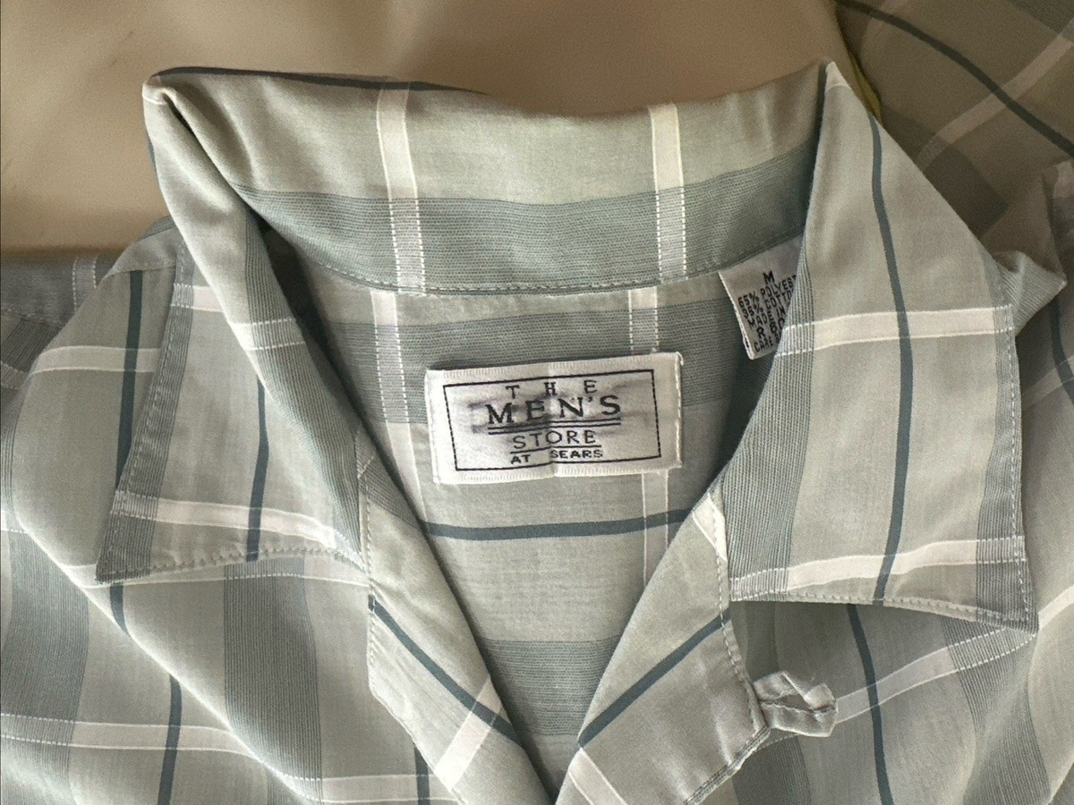 トップス 70s USA Sears open collar shirt check M トップス 70s USA Sears open collar shirt check M sears 70s