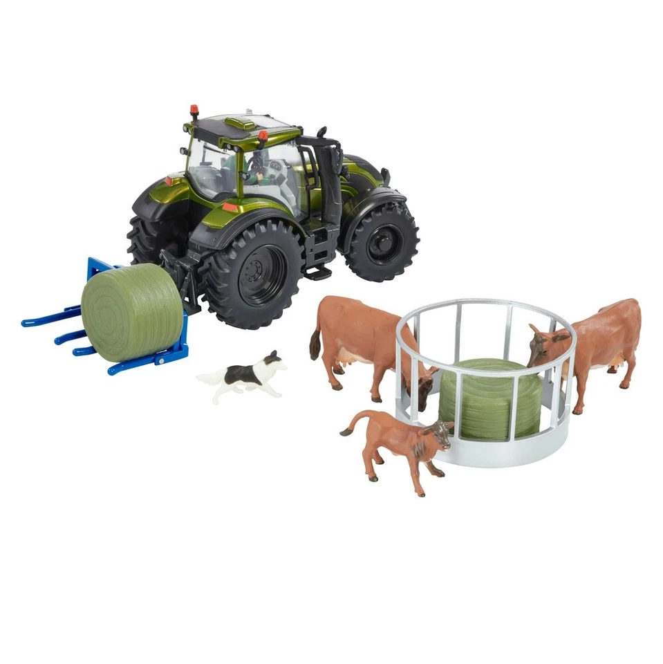 BRITAINS - Playset tracteur VALTRA vert olive métallisé avec mangeoire et cha... - Photo 3/3