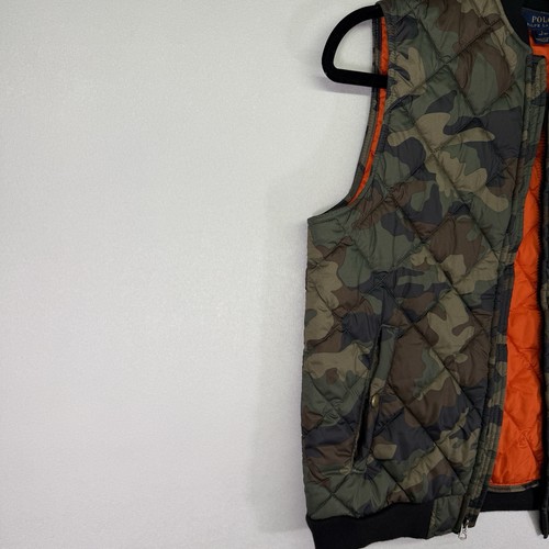 POLO Ralph Lauren Boy's L 14/16 Camouflage/Orange Quilted Zip Vest - Picture 3 of 5