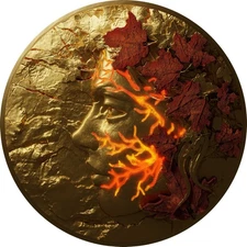 2025 Cameroon Whisper of the Maple Autumn Gold Gild 2 oz Silver 1 kg Copper Coin