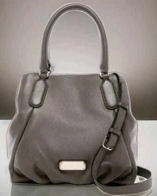  MARC JACOBS NEW Q FRAN ALUMINUM GREY ITALIAN LEATHER SHOULDER TOTE BAG NWT!