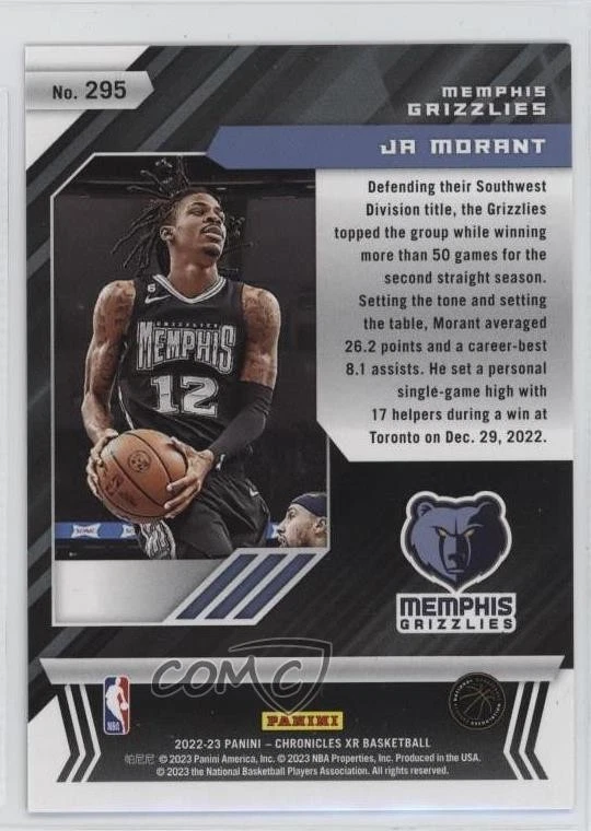 2022-23 Panini Chronicles Xr Orange /75 Ja Morant #295 - Image 2 of 2