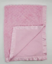 Starting Out Pink Plush Baby Blanket Fleece Satin Trim Girl Security B77