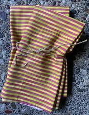 IN THE BOG ANNE ORMSBY CLOTHWORKS Striped QUILT FABRIC Pink Green 2 3/4 Yards