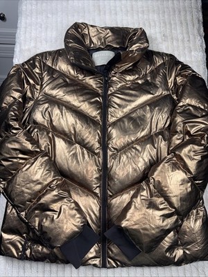 ATHLETA Women XS Lofty Packable Metallic Goose Down Puffer Jacket Coat Very Warm