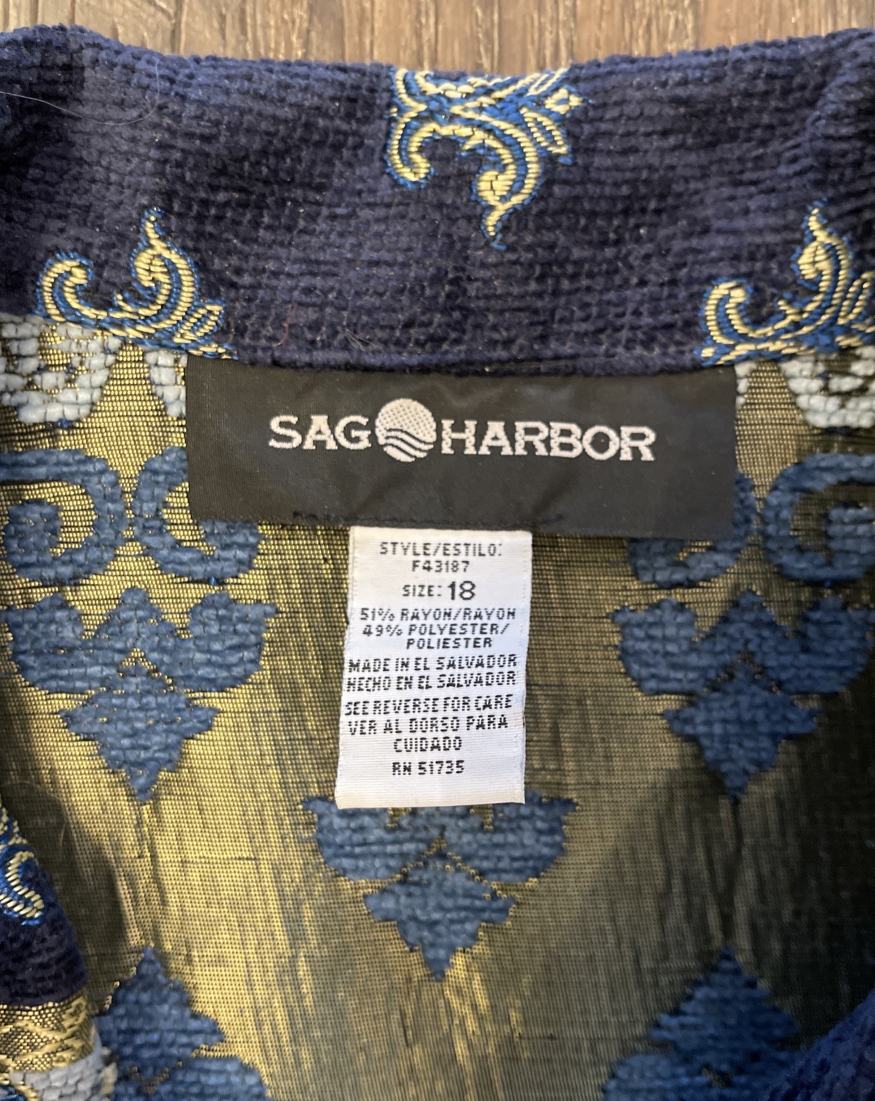 Sag Harbor Patchwork Tapestry Brocade Jacket Size… - image 7