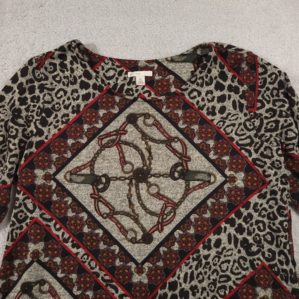 Camisa túnica con estampado animal Cato para mujer manga mediana 3/4 caballos Bit Western Foto 3 de 4