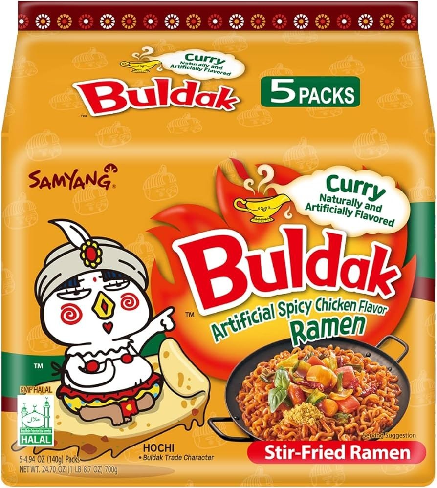 Samyang Buldak Spicy Ramen - CURRY NOODLES (Pack of 5) BB OCT 2026 DISCONTINUED