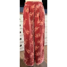 NWT New $148 Anthropologie Hutch Burnout Velvet Rose Floral Pants S