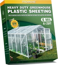 6 Mil 8X25 FT Clear Greenhouse Plastic Sheeting, Heavy Duty UV Resistant Tear-Pr
