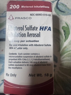 Prasco: Sulfate Inhalation HFA Aerosol, Net Wt. 18g (New And Sealed)