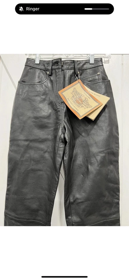 Pantalones de montar Harley Davidson FXRG de cuero negro para mujer talla 4 cintura 32 entrepierna Foto 2 de 4