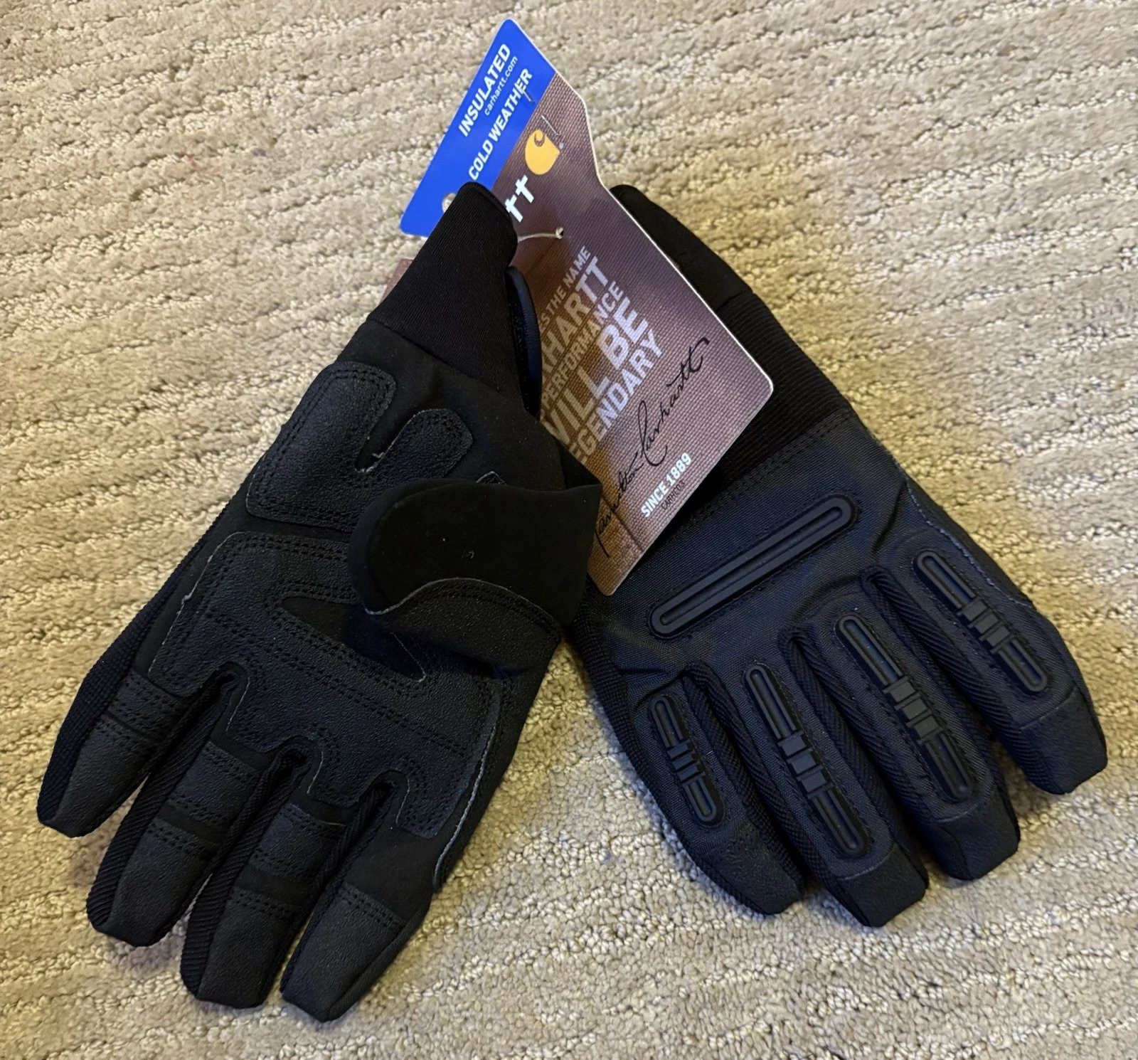 Carhartt Men’s S WINTER BALLISTIC Black Gloves: Insulated Protective Waterproof