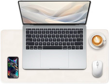 Non-Slip Desk Pad, 24" X 14" Large Mouse Pad, PU Leather Desk Mat with Suede, La