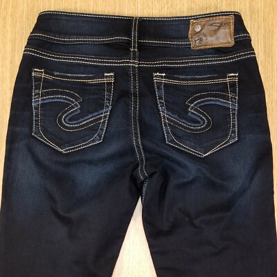 SILVER Jeans SUKI MID SLIM BOOT 27x31 Darker Distressed  *MINT LN COND*  101619