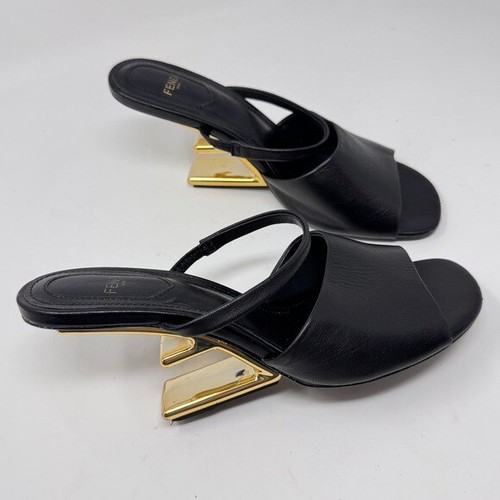 Fendi Black Leather First Heel Sandals 95mm– Size 42 - Picture 4 of 14