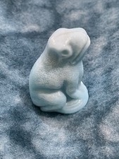 Vintage Art Glass Frog Blue Milk Glass Frog Figurine HTF