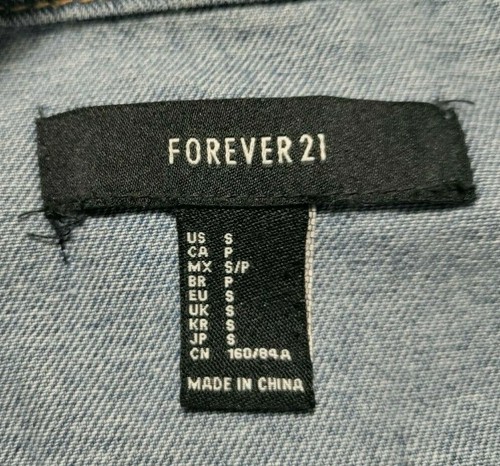 Forever 21 Women's SMALL Blue Denim Jacket Cherries Embroidery - Picture 12 of 12