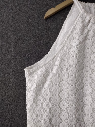A New Day Women’s XXL White Lace Crochet Sleeveless Halter Dress Lined Cotton - Picture 7 of 12