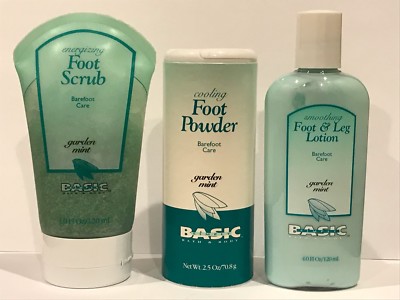Set Of 3 Simply Basic Garden Mint Foot SCRUB POWDER LOTION
