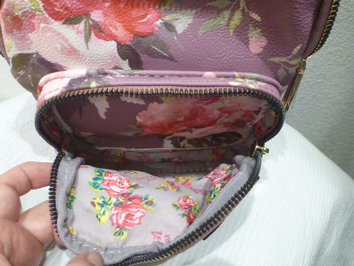 Betsey Johnson Mini Backpack Purse Bag Floral Dog Applique Purple & Pink EUC Betsey Johnson Mini Backpack Purse Bag w/Puppy Dog & Purple  main image 2