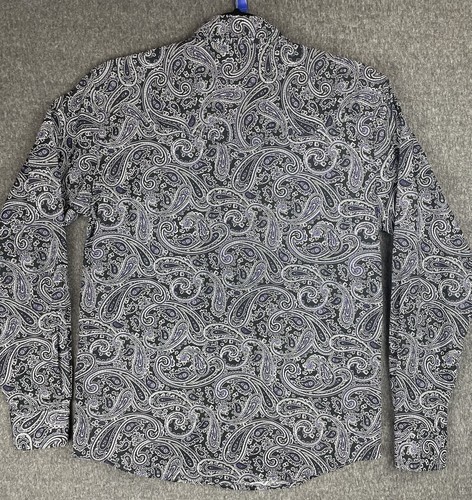 Cinch Shirt Youth Boy L 12 Black Purple Paisley Pearl Snap Long Sleeve Button Up - Picture 7 of 10