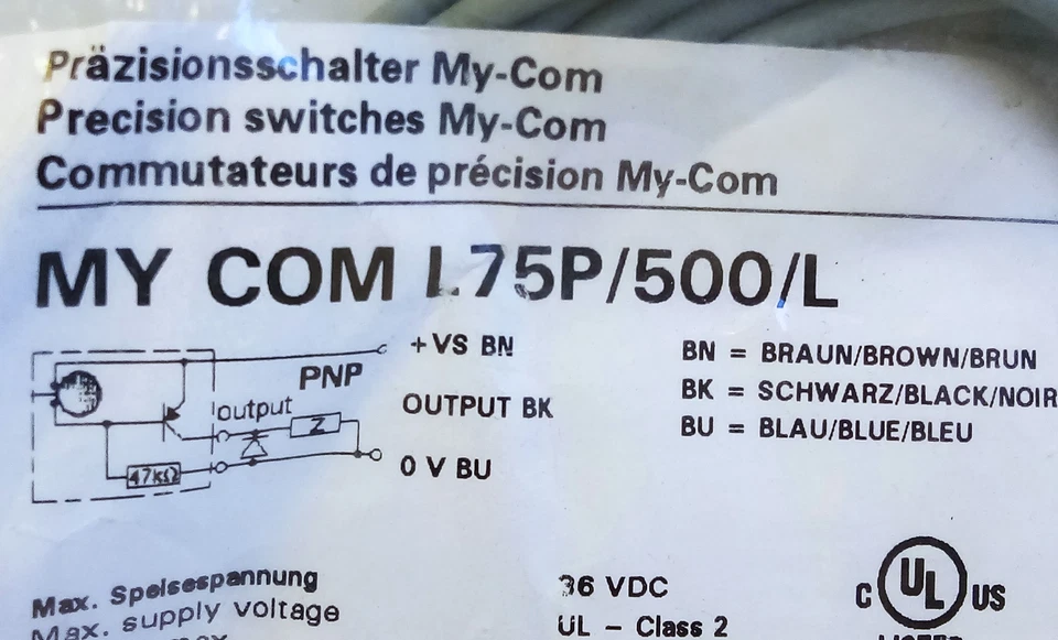 Baumer MY COM L75P/500/L 10228876 24-36VDC Precision Proximity Switch - Image 2 of 4