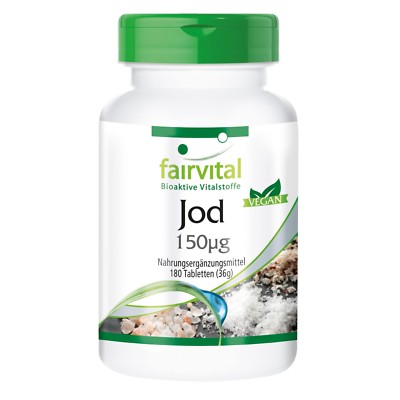 Jod 150µg - 180 Tabletten | 100% NRV  | Großpackung | VEGAN | fairvital
