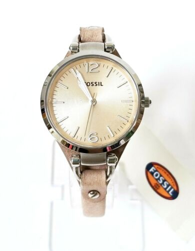 NUEVO RELOJ FOSSIL GEORGIA ORO, ORO ROSA, TONO PLATEADO, CORREA DE CUERO DELGADO - Imagen 7 de 22