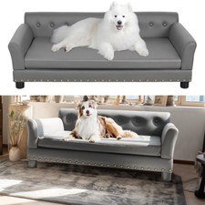 Divano per cani grande XXL divano per cani grigio cuccia per cani in pelle cuscino per cani con schienale