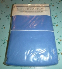 NOS Vtg Pepperell Celebrations Solid Color Azure Blue Pillowcases 50/50 percale