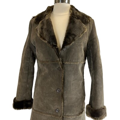Vintage Brandon Thomas Y2k Long Leather Suede Jacket Fur Lined