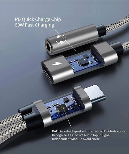 Samsung Galaxy S24 Headphone Adapter, USB C to AUX Mic Jack with PD 60W Fast ... - Picture 4 of 6