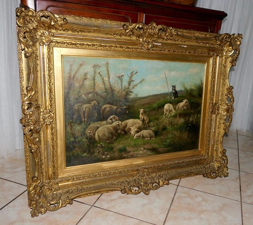 19thC Flemish School Oil Painting Henri De Beul (Belgian 1845-1900) Sheep Rest - Picture 6 of 24