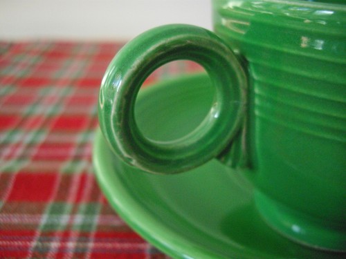 Tazza da tè + piattino vintage Fiesta MEDIA VERDE ~ ANELLI ~ - Foto 10 di 15
