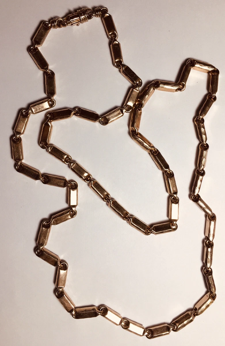 CAL 925 Sterling Silver Gold Plated Bar link Necklace Lobster