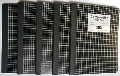 Lot of 5: Composition graph ruled -100 sheet/ 200 pages/ 4 square per inch ECLIP