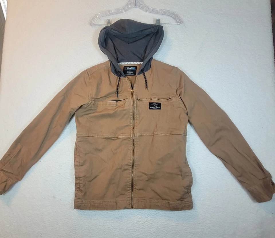 Chaqueta Tony Hawk Adulto Pequeña Marrón Bolsillo Cremallera Completa Sudadera con Capucha Patín Monopatín Para Hombres Foto 4 de 4