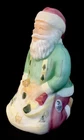 Fenton Art Glass Hand Painted Milk Satin “ North Woods “ Santa Claus LIMITED