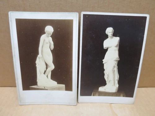 FINE ARTS two antique photographs sculptures statues including LEON & LEVY