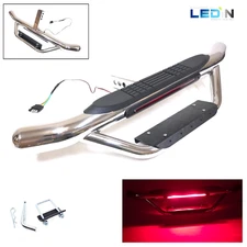 2" Receiver Tow Hitch Drop Step Bar Chrome LED Brake Light with 4-pin Plug