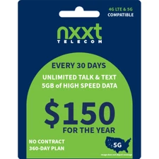 $12.50/Mo nxxt Prepaid Flex Plan | Unlmtd Talk, Text and 5GB of High Speed Data