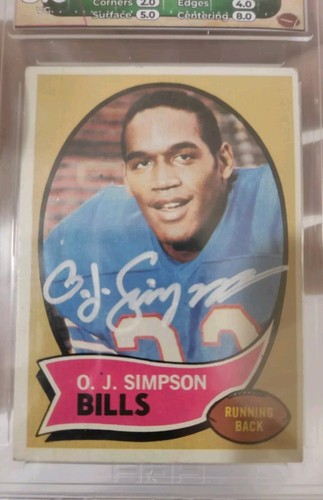 1970 Topps OJ Simpson Rookie Auto HGA 3 10 Auto The Juice SIGNED GRADED - Picture 2 of 4