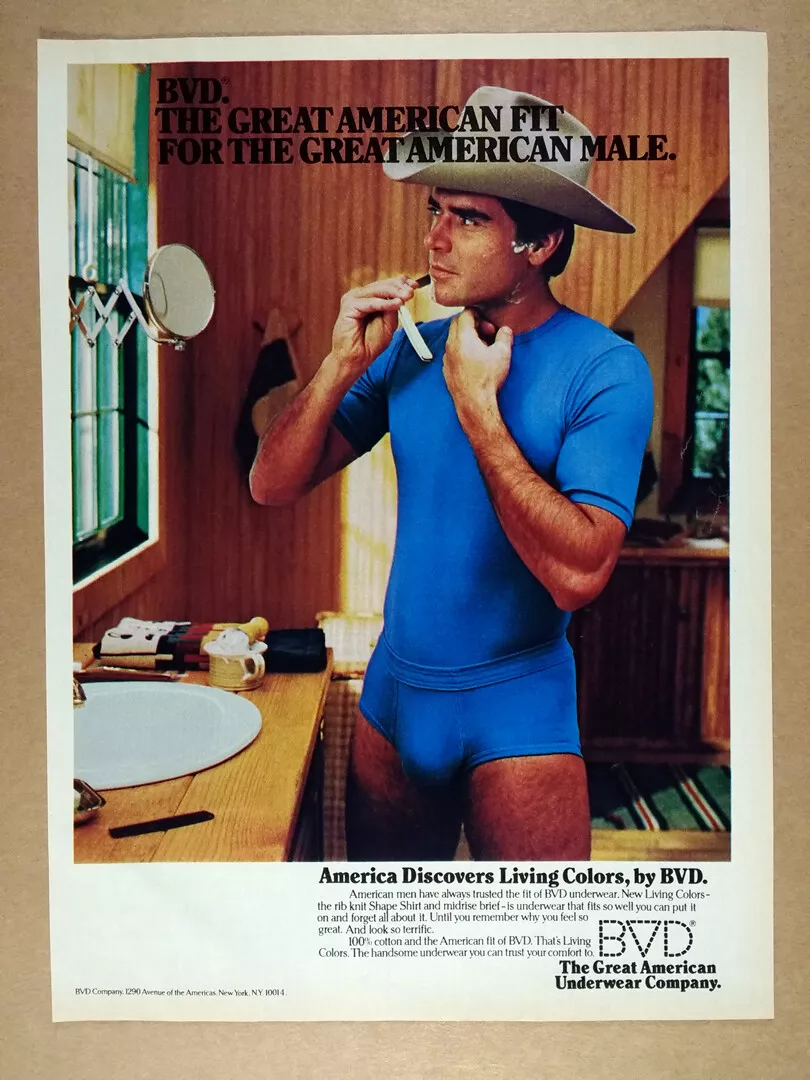 1981 BVD Underwear Briefs man shaving photo vintage print Ad