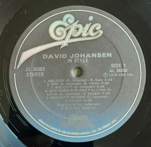 (DAVID JOHANSEN -In Style)- Johnny Thunders/New York Dolls/Mick Ronson-I4*-LP - Picture 3 of 3